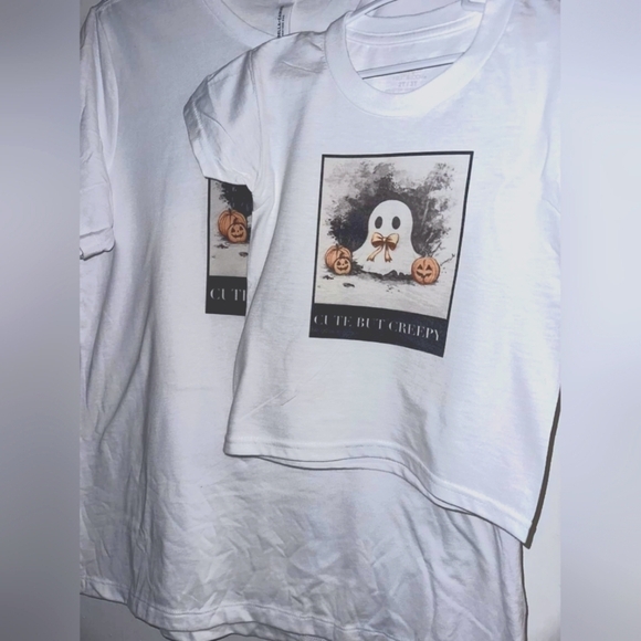 Beautifully Elegant Emporium Tops - Cute but creepy Mom and Daughter Graphic Tshirt set in sizes Adult Large and 2T